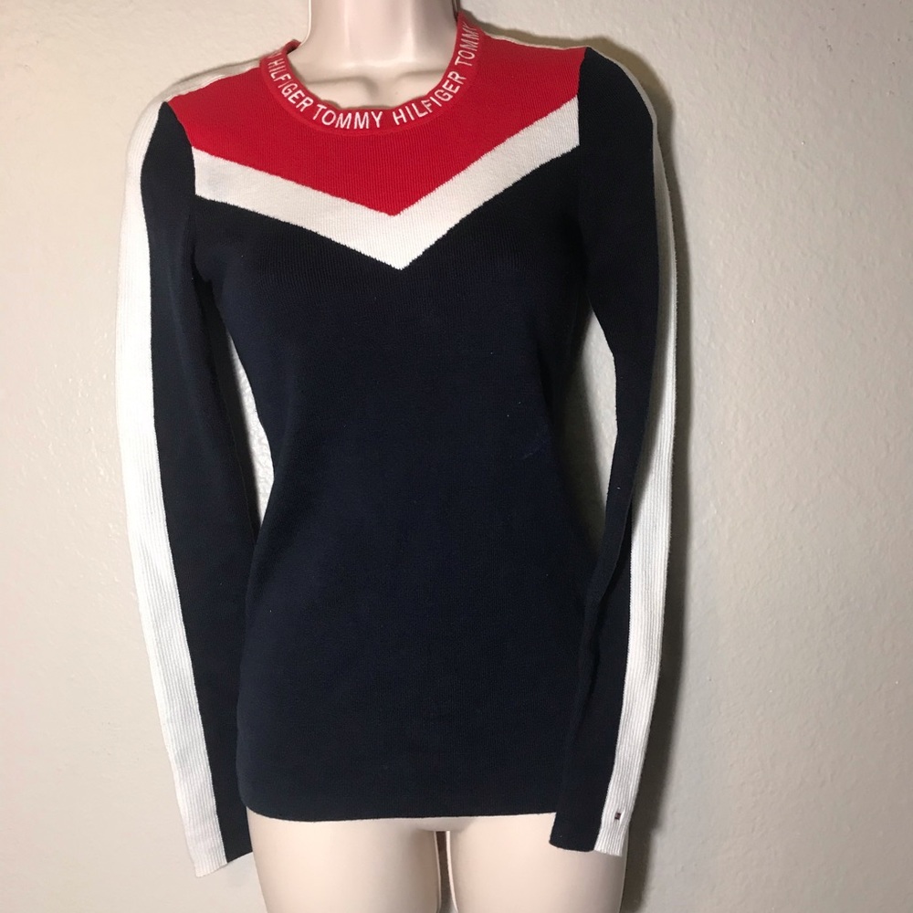 Tommy Hilfiger embroidered neckline color block